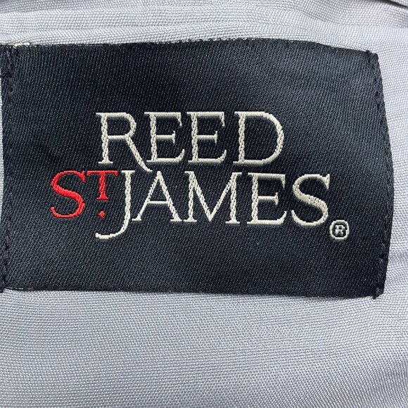 Reed St James Blazer‎ Men 46L Gray White Chalk Stripe Dacron Classic Career VTG - Picture 11 of 13